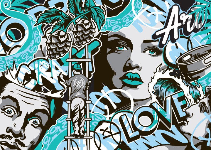 Artist pattern teal